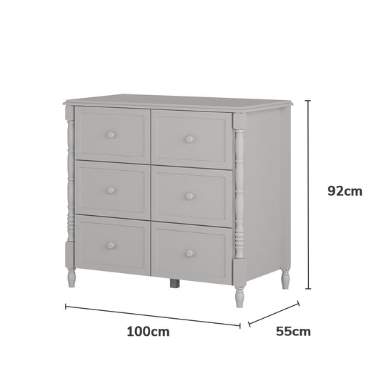 Cômoda de Bebê Monet 6 Gavetas 100cm - Greige