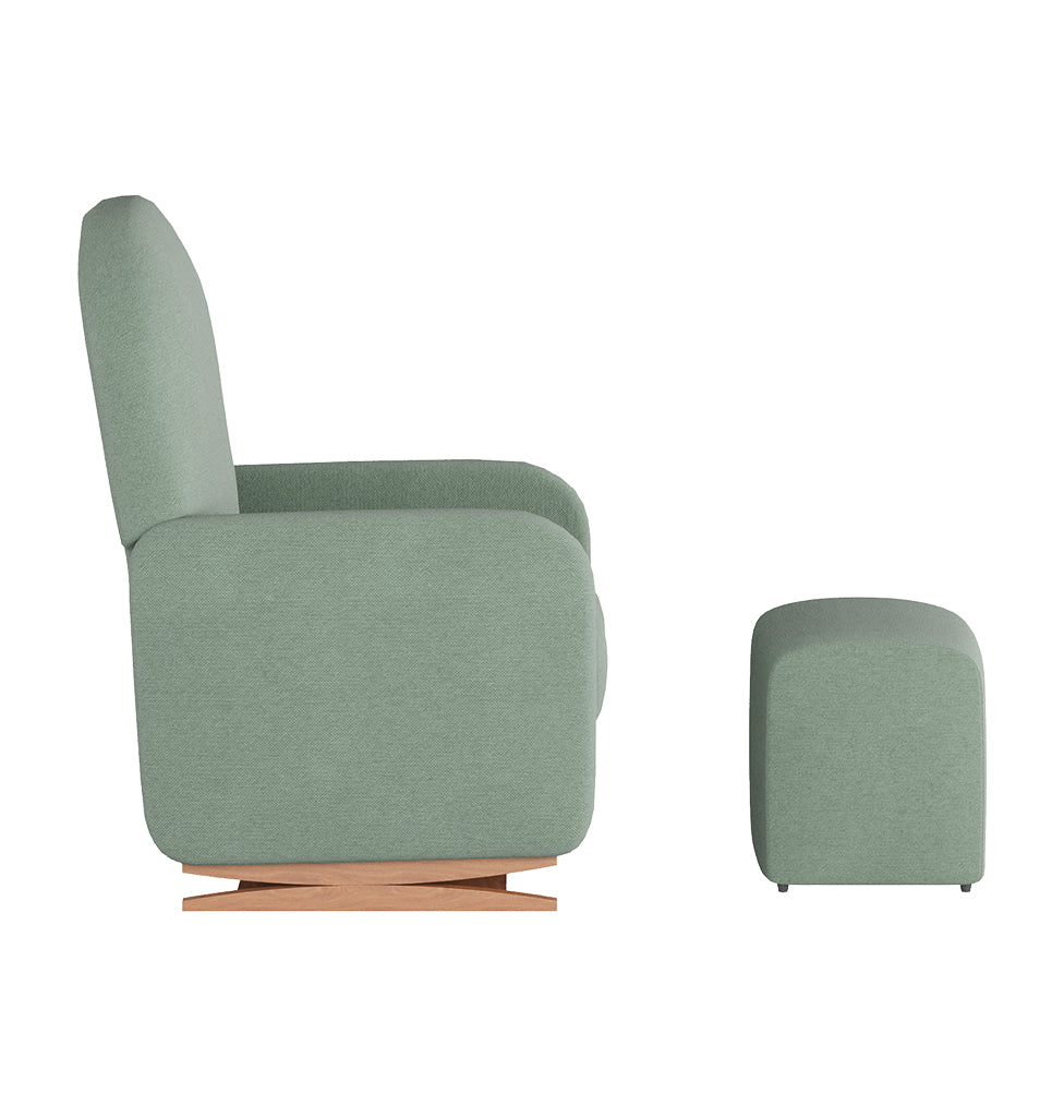 Poltrona de Amamentação Duna com Puff - Linho Verde