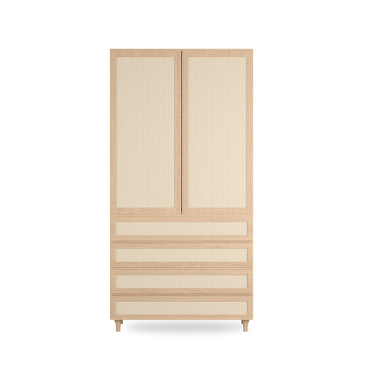 Guarda Roupa 2 em 1 Haus Nature Com Palha 4 Gavetas - Carvalho