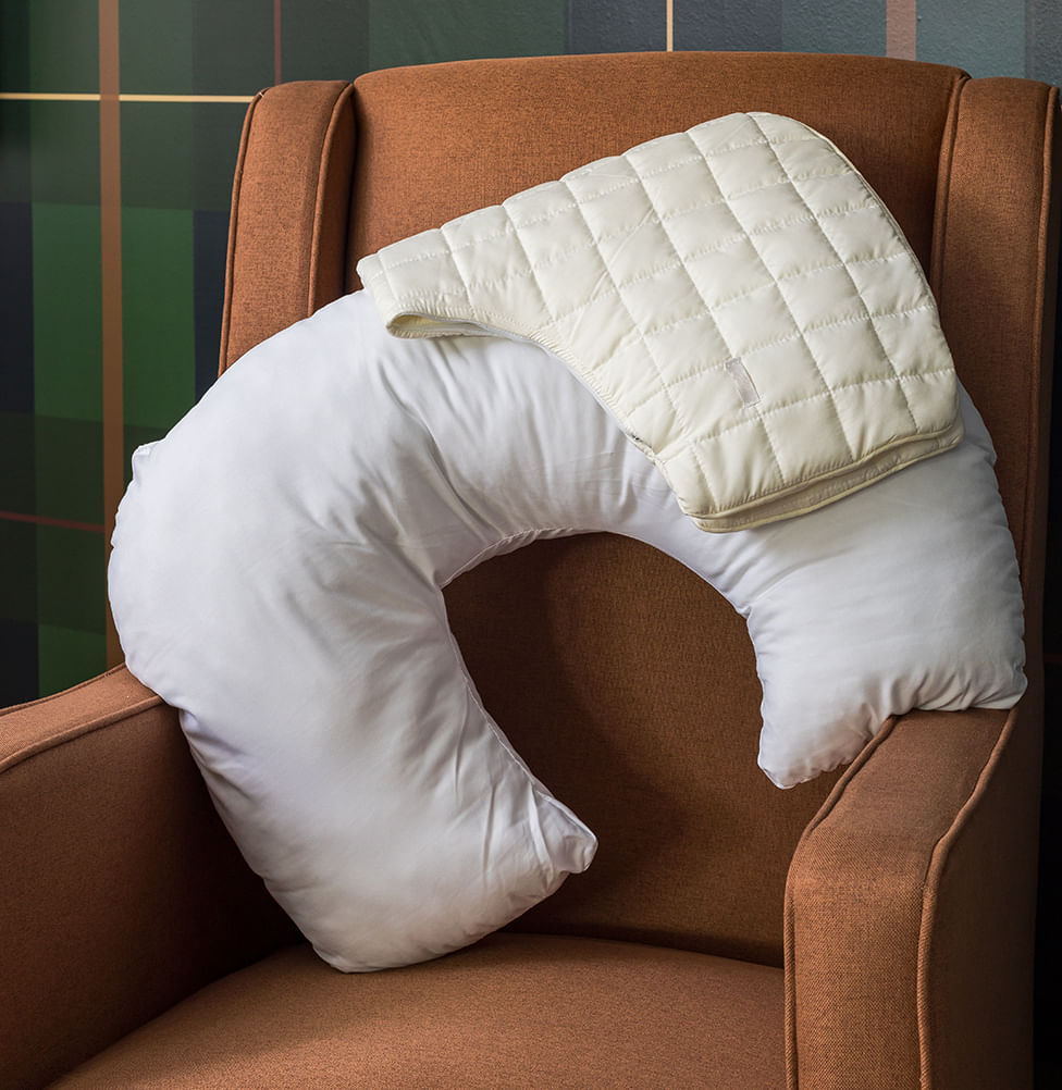 Capa Para Almofada de Amamentação Quadradinho Cru