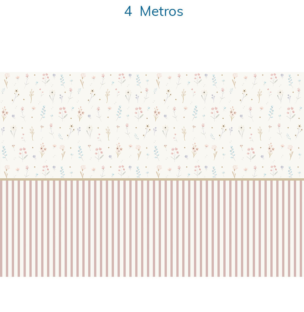 Papel de Parede Infantil Floral com Listras Candy - Mural