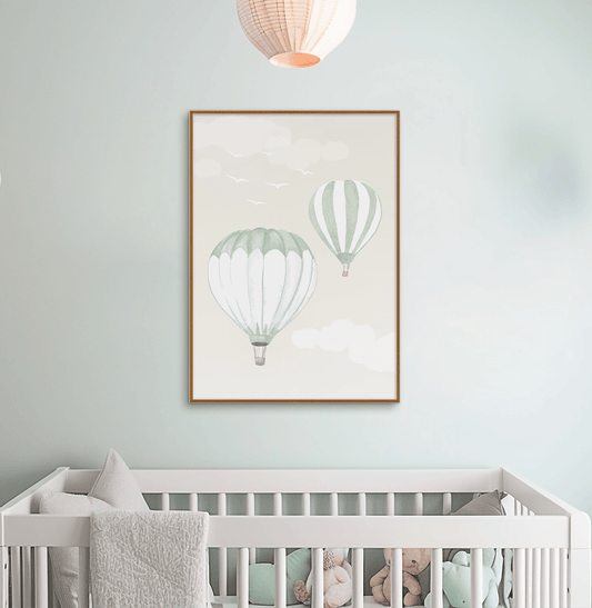 Quadro Infantil Balões Verde - Vertical