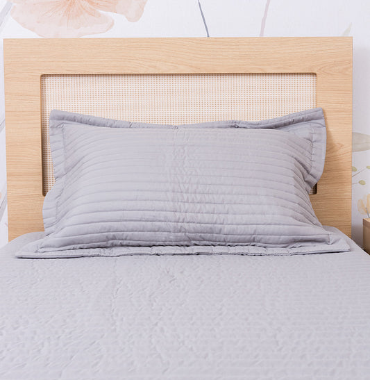 Kit Colcha Solteiro Listra Cinza - 2 Peças