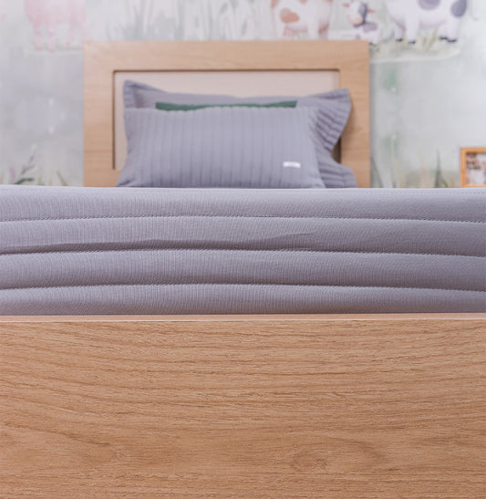 Colcha Solteiro Com Elastico Listra - Cinza