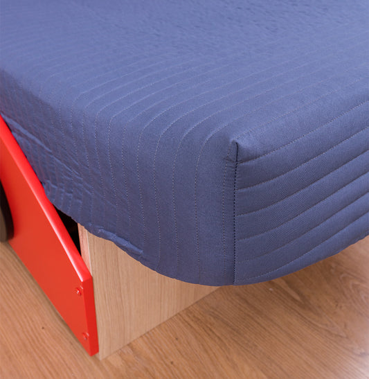 Colcha Solteiro Com Elastico Listra - Azul Jeans