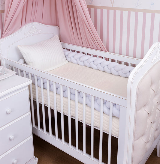 Colcha com Elástico para Berço Listra - Bege