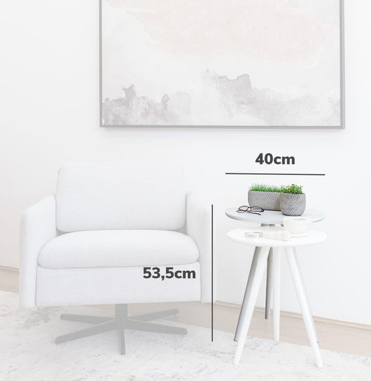 Conjunto de Mesas Lateral Tria com Pé Branco - Branco