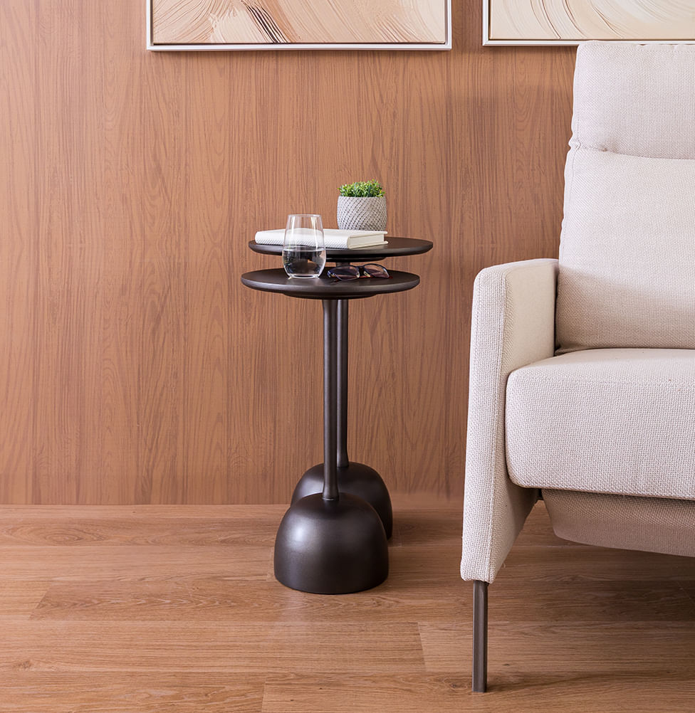 Conjunto de Mesa Lateral Órbita - Cinza Metálico