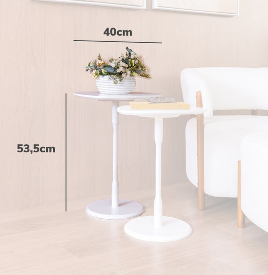 Conjunto de Mesa Lateral Vértice - Branco