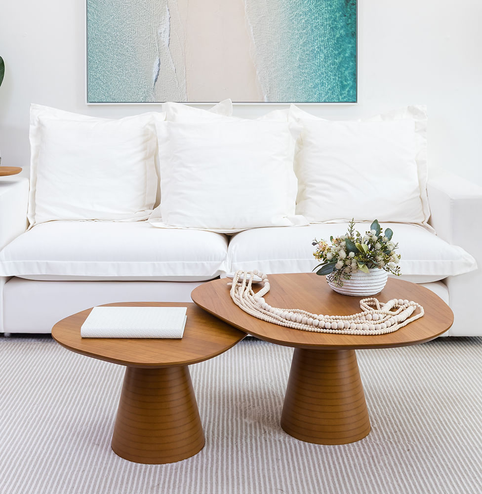 Conjunto de Mesa de Centro Luna Com Base Mel - Cinamomo