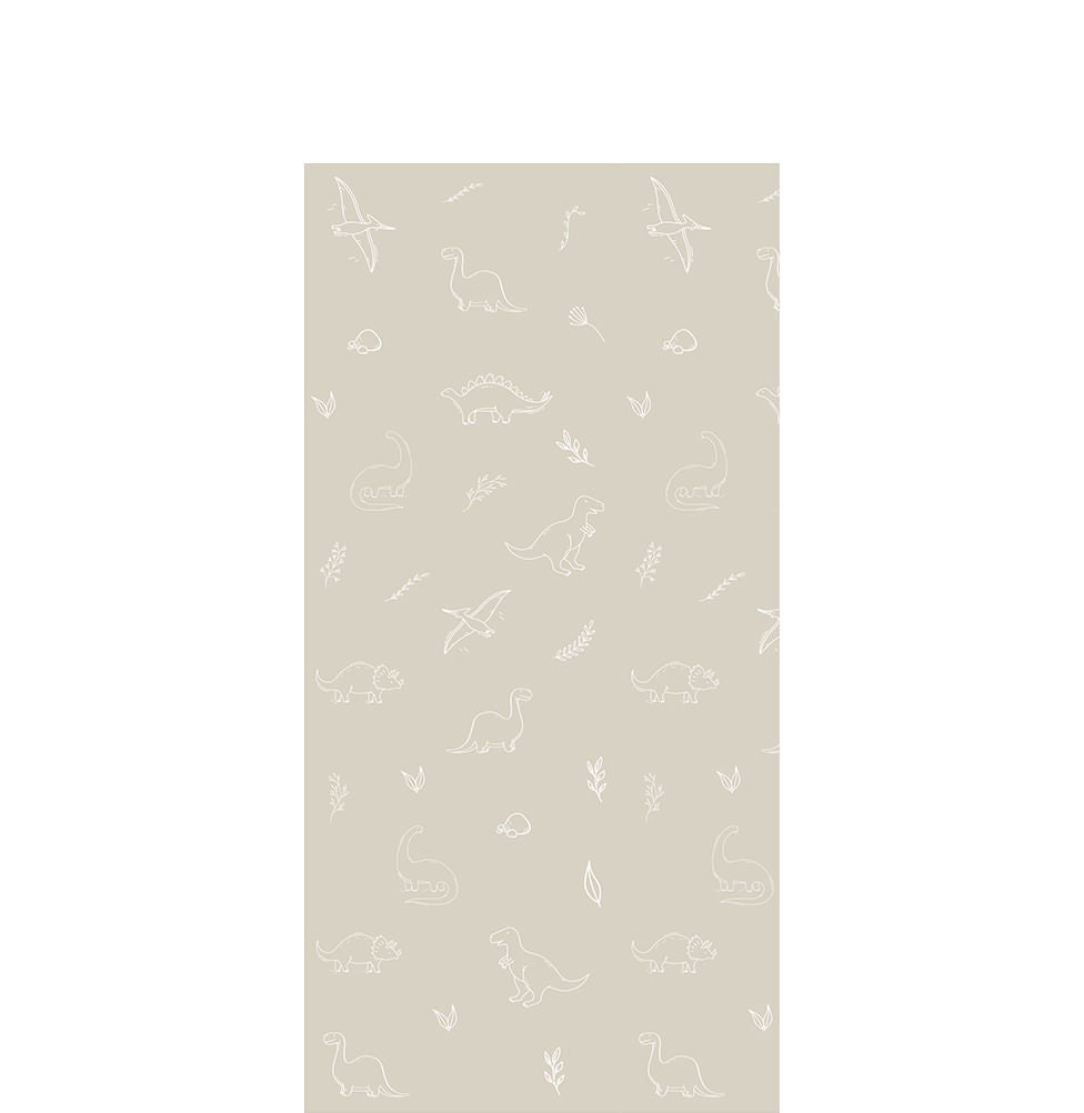 Papel de Parede Infantil Dino em Linhas - Bege