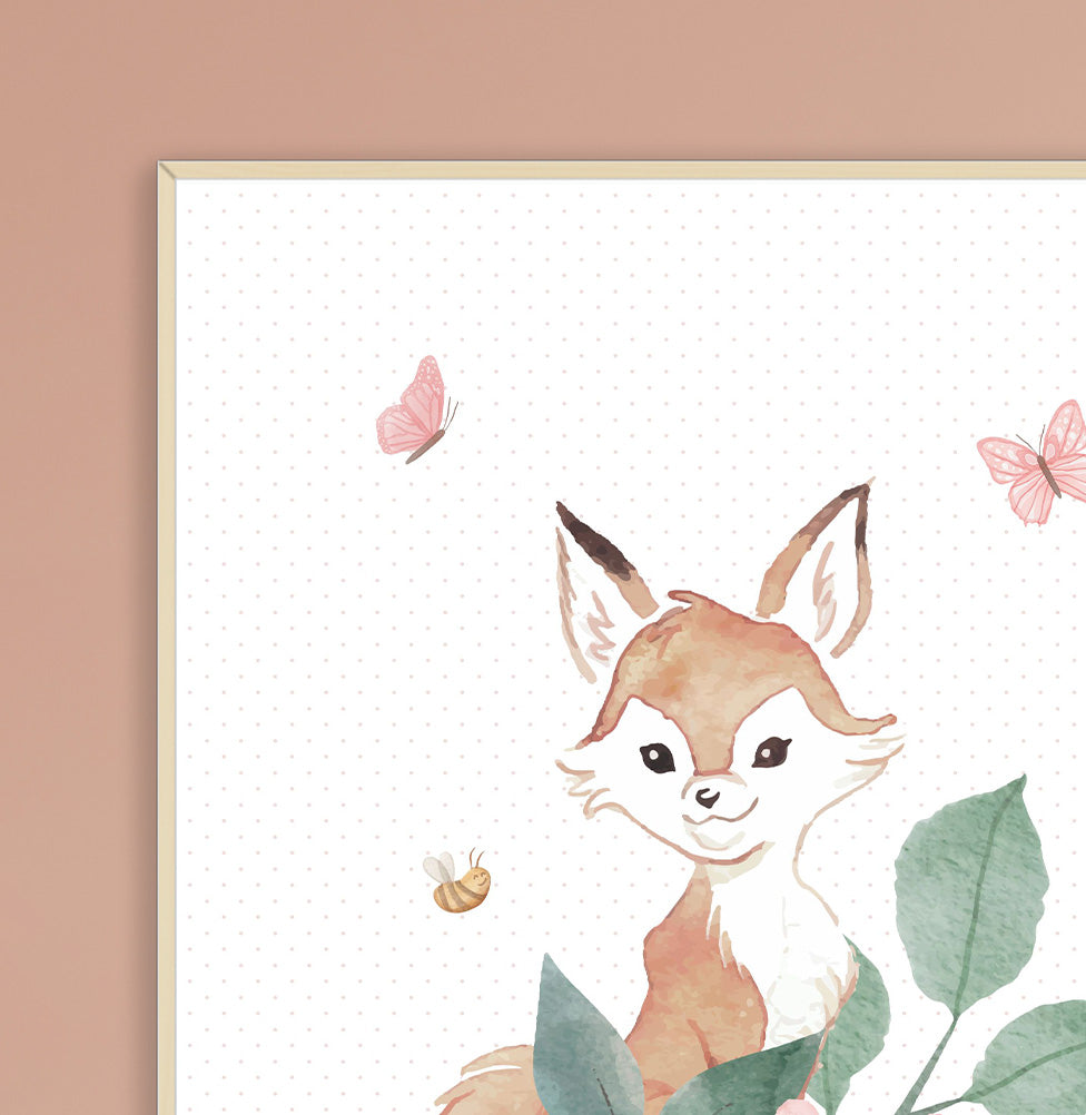 Conjunto com 2 Quadros Animais Jardim Mali Moldura Filete Pinus