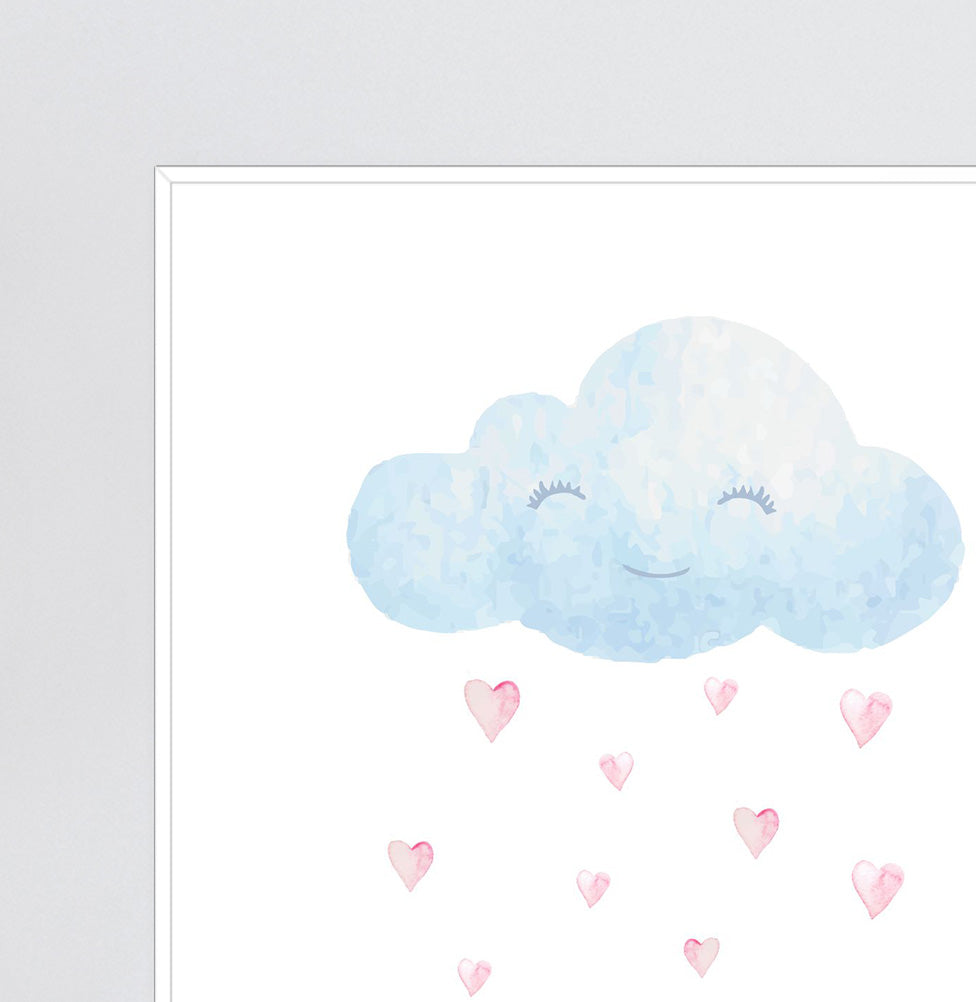 Conjunto com 3 Quadros Nuvem, Arco-Íris e Coração Moldura Filete Branca
