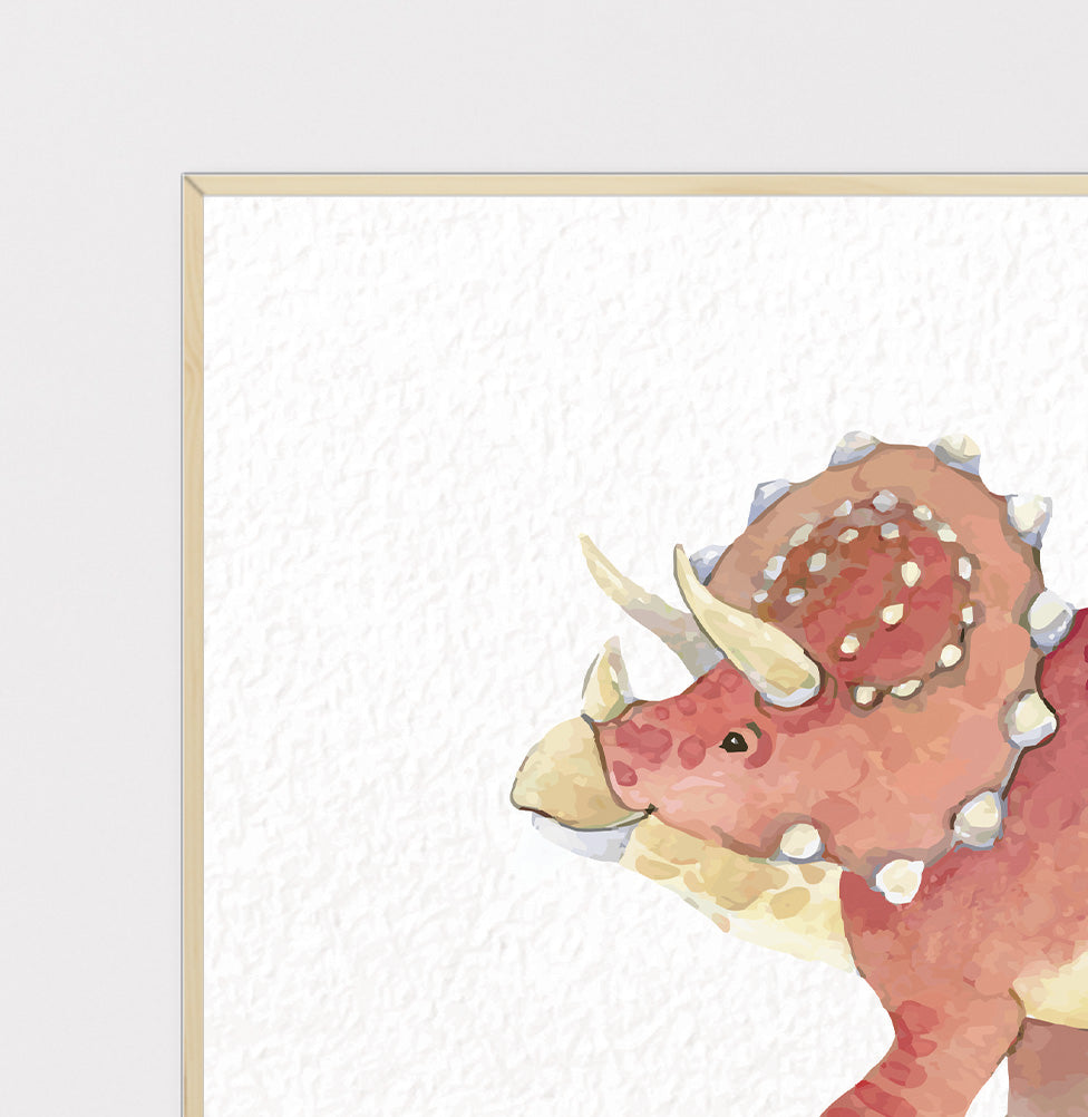 Conjunto com 2 Quadros Triceratops e Stegosaurus Moldura Filete Pinus