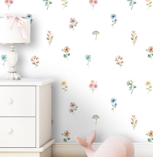 Papel de Parede Infantil com Flores Paris - Color