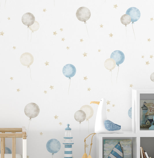 Papel de Parede Infantil Bexigas - Azul