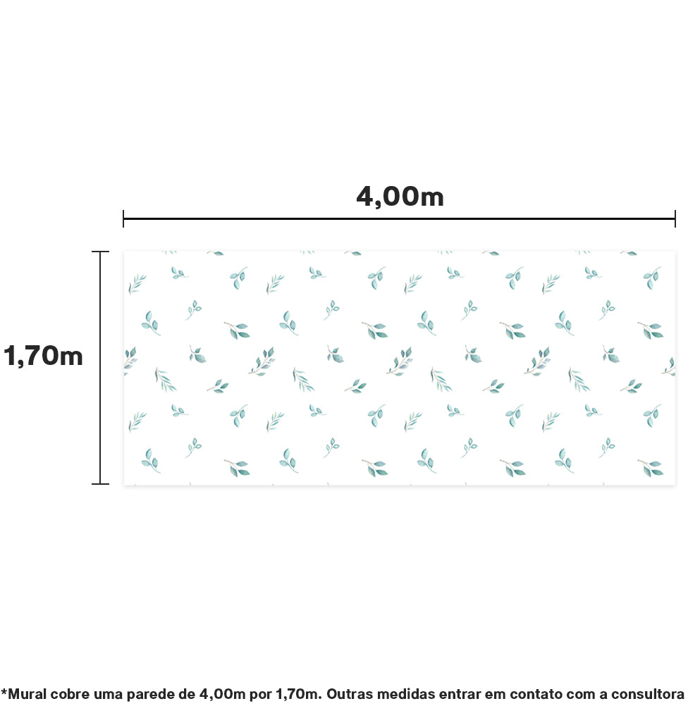 Papel de Parede Cola Infantil Folhas Nature 4,00 x 1,70m - Bota Fora