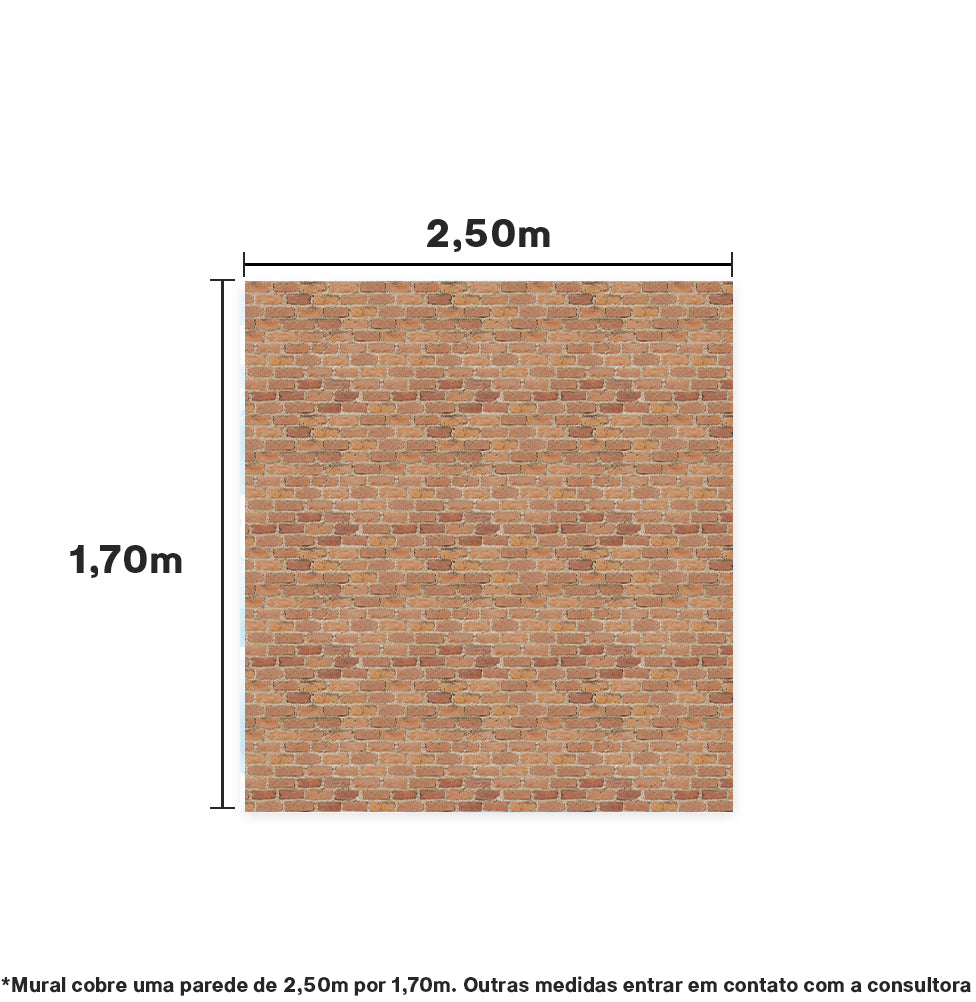 Papel de Parede Adesivo Tijolo Rústico 2,50 x 1,70m - Bota Fora
