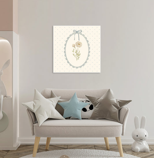 Quadro Infantil Margaridas com Poá Secrets Bege