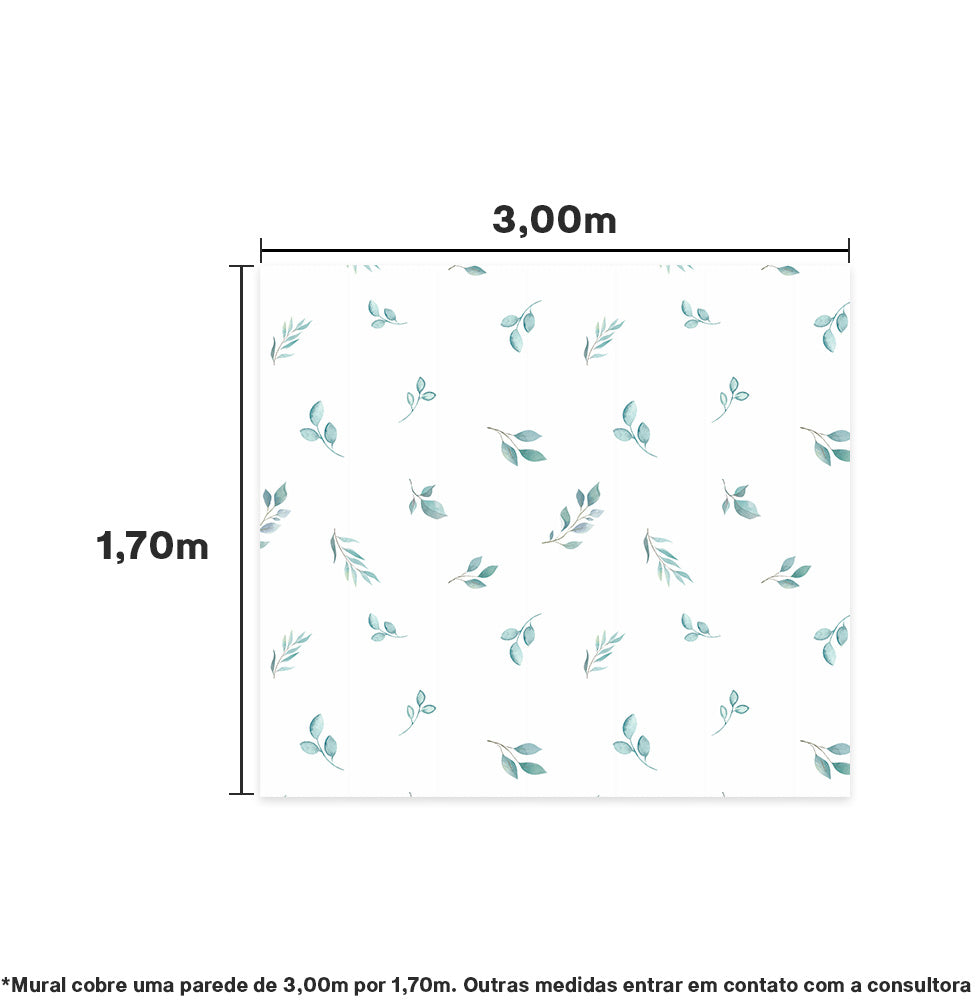 PAPEL DE PAREDE ADESIVO INFANTIL FOLHAS NATURE 3,00 X 1,70 M - BOTA FORA