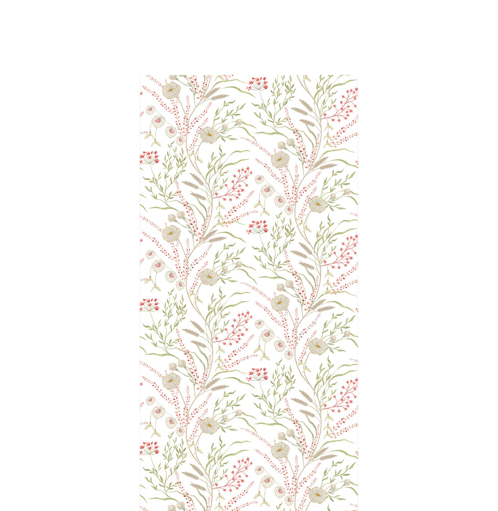 Papel de Parede Infantil Floral Secrets – Rosa Fundo Branco