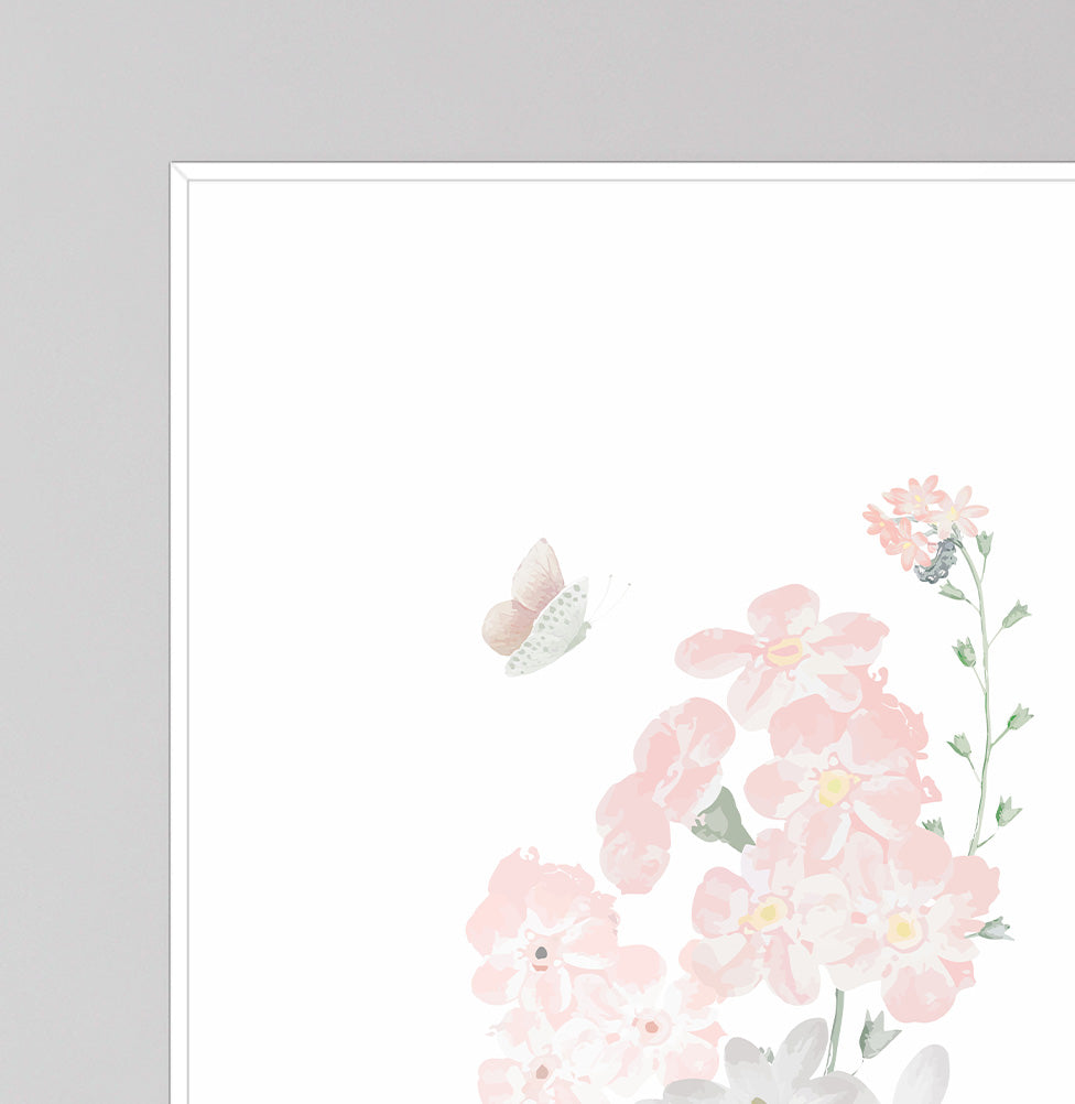 Conjunto com 2 Quadros Floral Liv com Inicial Personalizado Moldura Filete Branca - Vertical