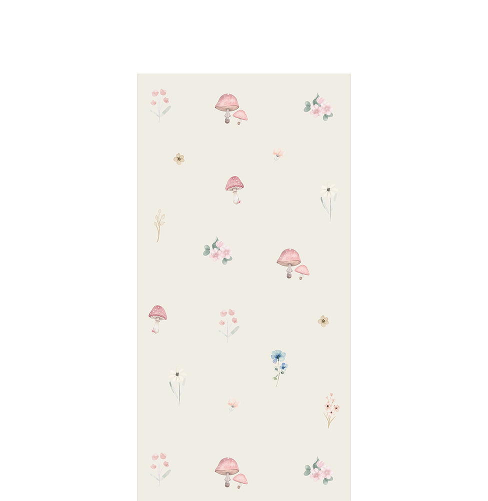 Papel de Parede Infantil Cogumelos e Flores