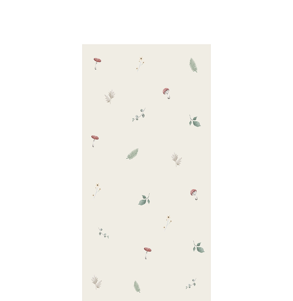 Papel de Parede Infantil Cogumelos com Folhas