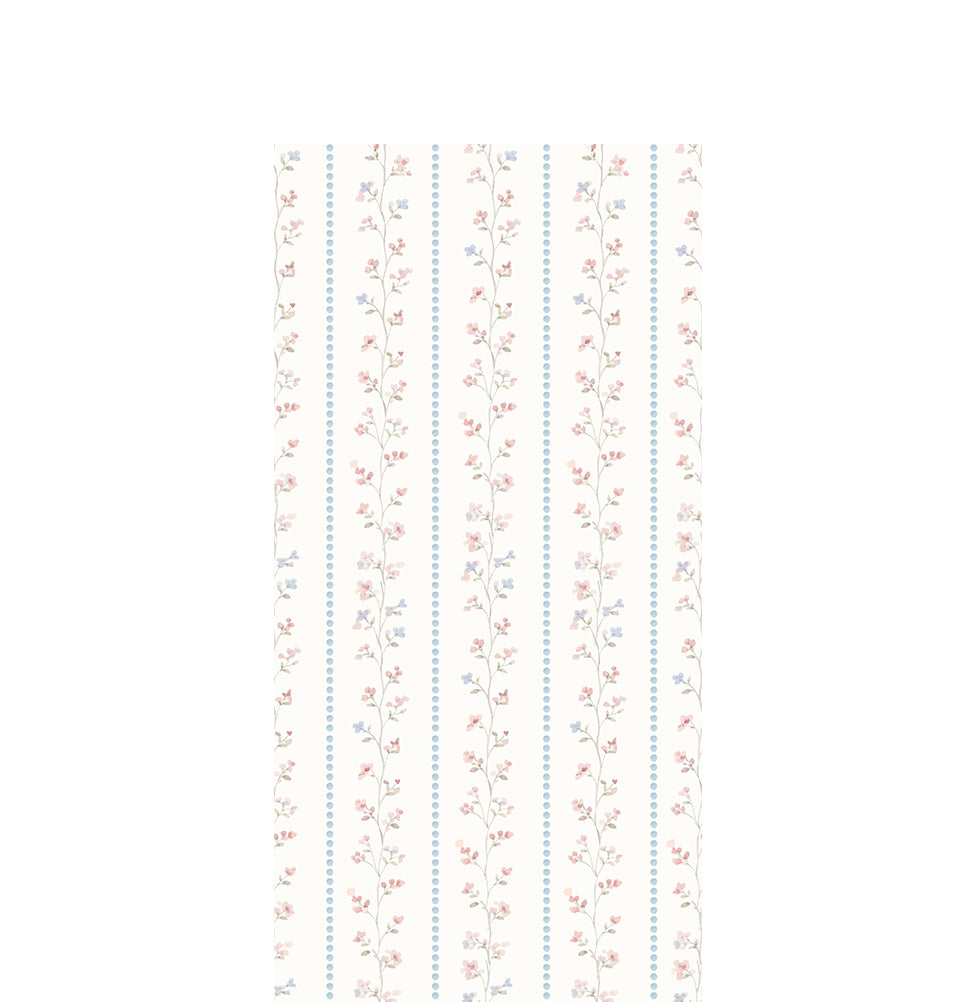 Papel de Parede Infantil Floral e Listra Paris