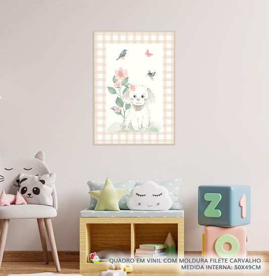 QUADRO INFANTIL CACHORRO MALI XADREZ - VERTICAL