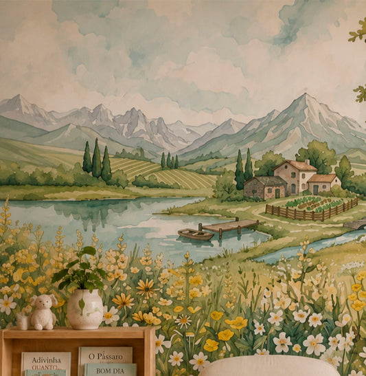 PAPEL DE PAREDE INFANTIL PRIMAVERA NO LAGO - MURAL