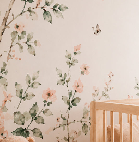 PAPEL DE PAREDE ARCO DE FLORES CRU MURAL