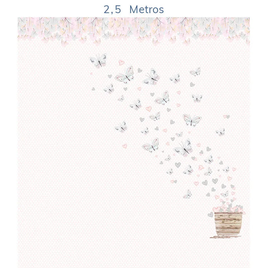 Papel de Parede Infantil Borboletas Azul Lado Direito - Mural