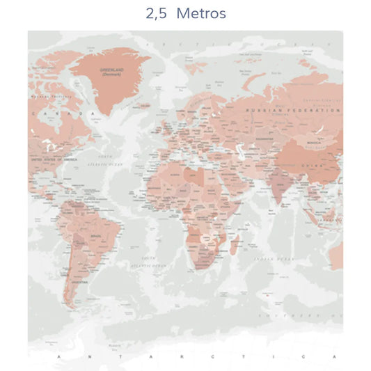 Papel de Parede Infantil Mapa Mundi Geopolítico Cinza - Mural