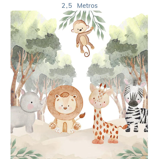Papel de Parede Infantil Selva Bichos - Mural