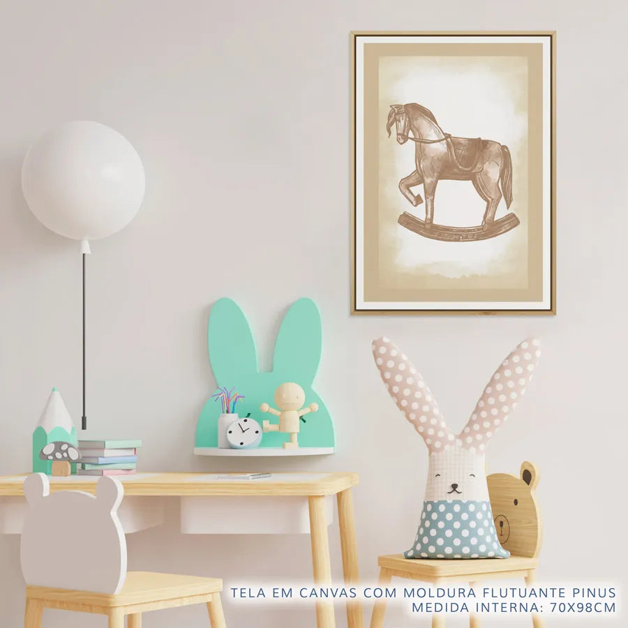 Quadro Infantil Cavalinho Classic Bege