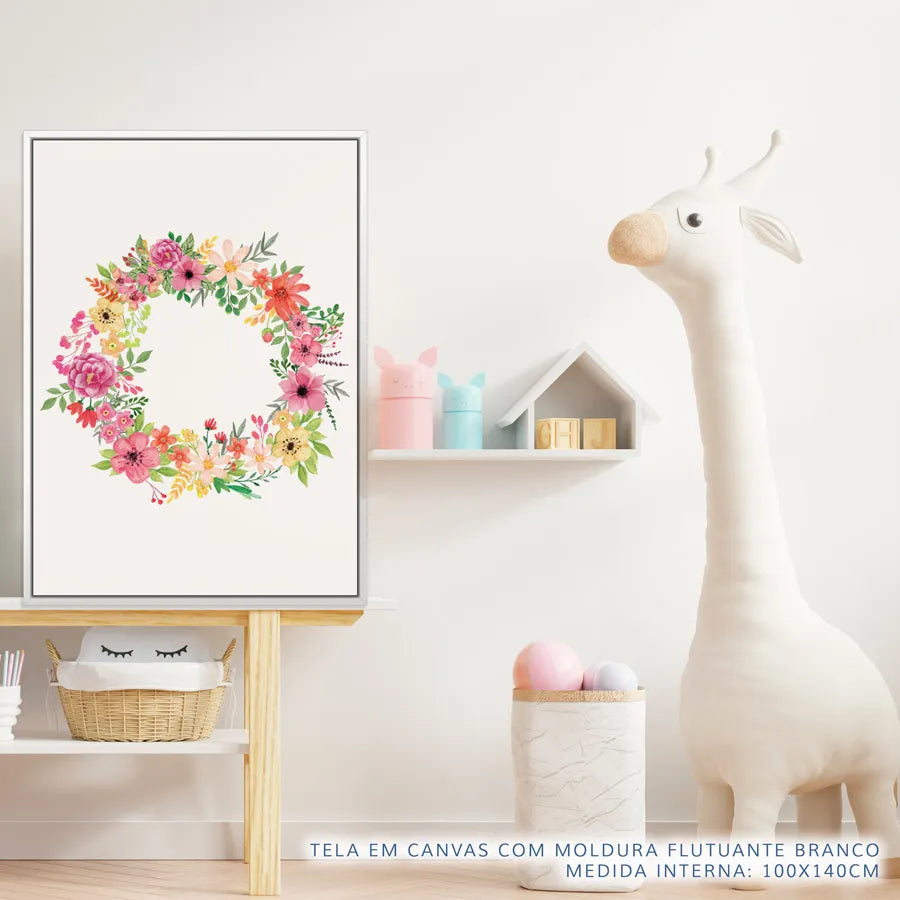 Quadro Infantil Tropical Guirlanda Rosa