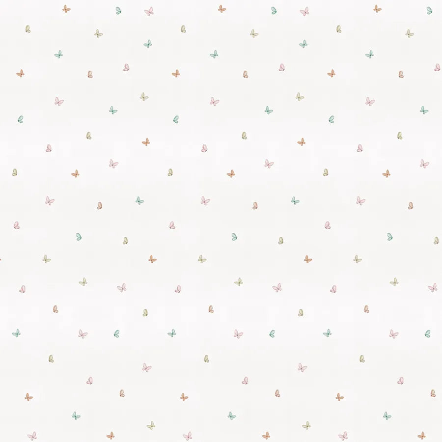 Papel de Parede Infantil Borboletas Flores do Campo Verde