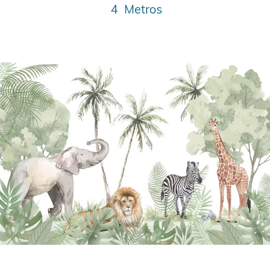 Papel de Parede Infantil Safari Verde - Mural