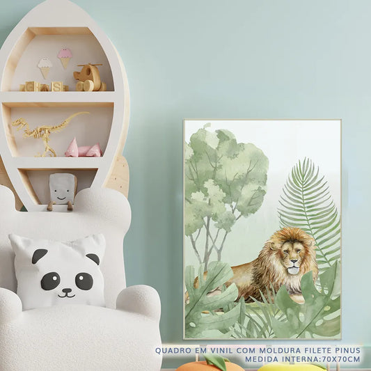 Quadro Infantil Safari Leão - Vertical