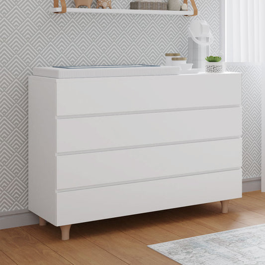 Cômoda de Bebê Haus Nature 4 Gavetas Branca e Carvalho 110 CM
