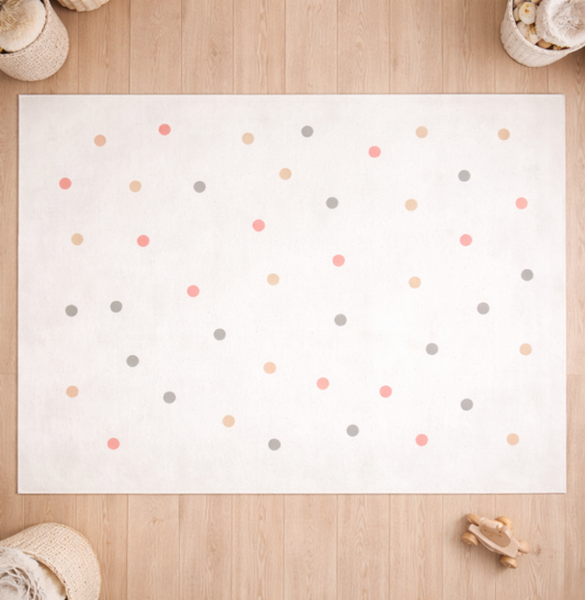 Tapete Infantil Retangular Poá - Rosa