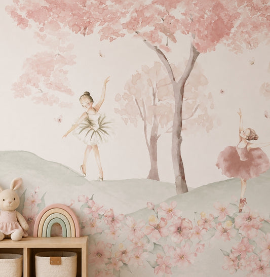 Papel de Parede Infantil Bailarinas Rosa - Mural