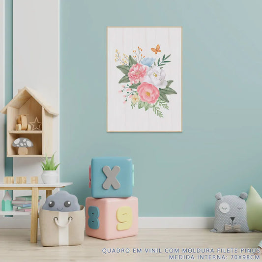 Quadro Infantil Bouquet de Flores do Campo - Vertical