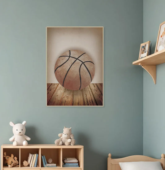 Quadro Infantil Basquete Bege - Vertical
