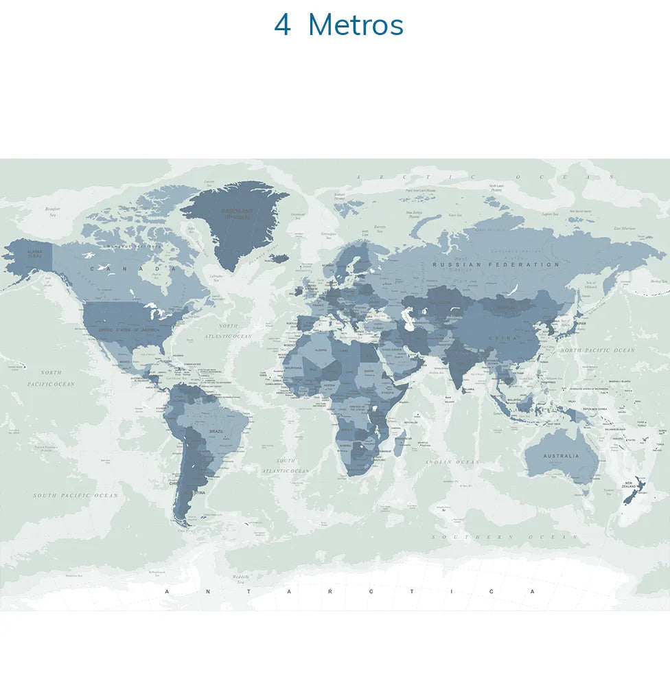 Papel de Parede Infantil Mapa Geopolítico Azul - Mural