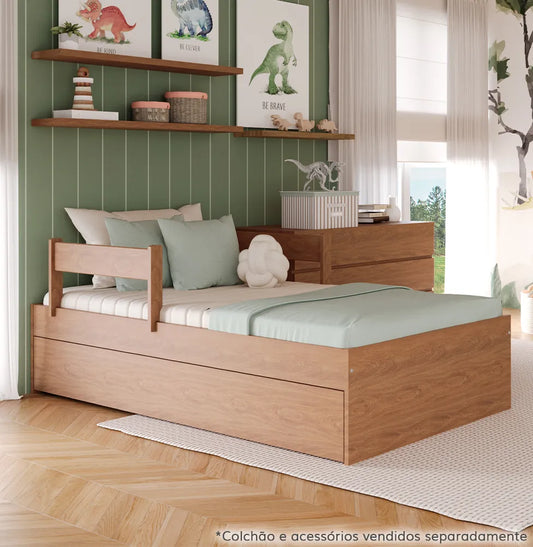 Cama Solteiro Turca Slim Com Cama Auxiliar - Freijó