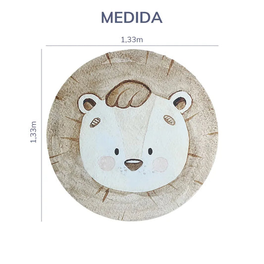 Tapete Infantil Redondo Leão - Bege