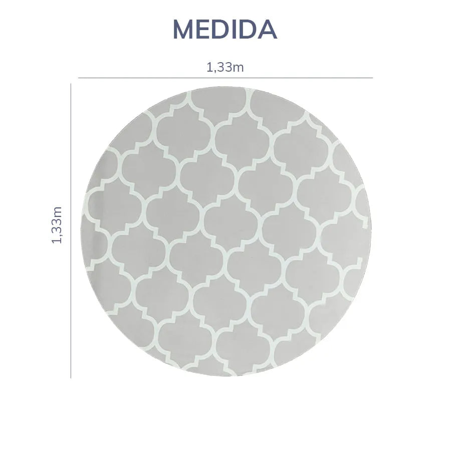Tapete Infantil Redondo Arabesco - Cinza