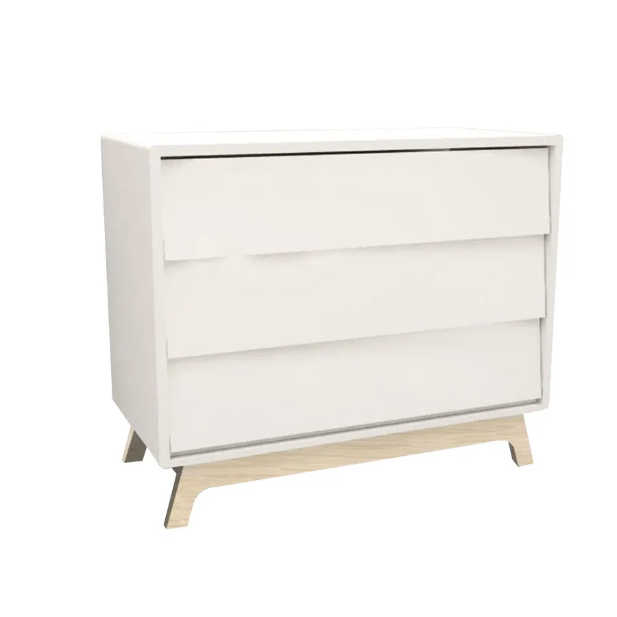 Cômoda de Bebê Raika 3 Gavetas Greige Com Pé Madeira Clara